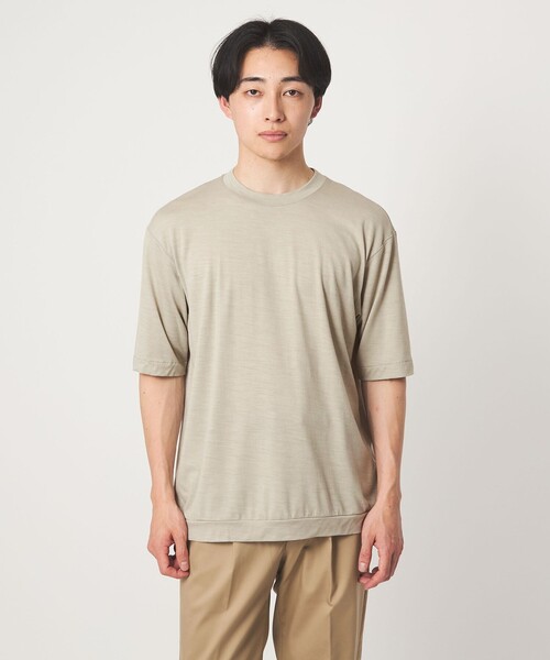 green label relaxing(グリーンレーベルリラクシング)の「ウールナイロン テーラード クルーネック Tシャツ ウールT(Tシャツ/カットソー・メンズ・ダークブラウン/オリーブ/ネイビー/ベージュ・L/S/XL/M)」の2枚目の写真