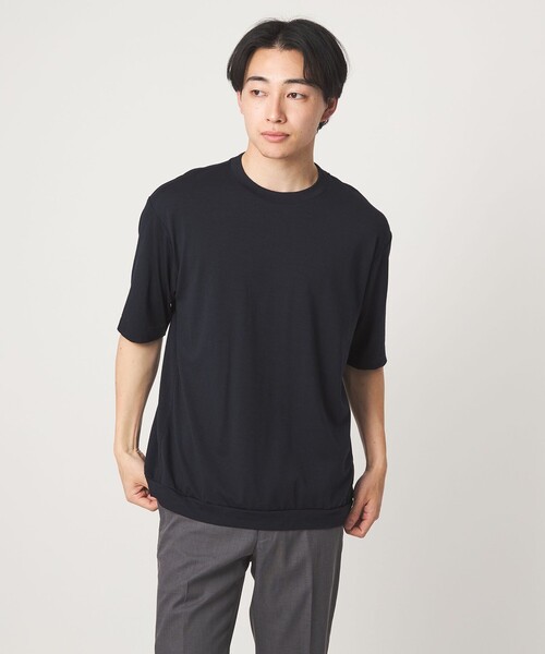 green label relaxing(グリーンレーベルリラクシング)の「ウールナイロン テーラード クルーネック Tシャツ ウールT(Tシャツ/カットソー・メンズ・ダークブラウン/オリーブ/ネイビー/ベージュ・L/S/XL/M)」の4枚目の写真