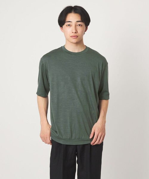 セール】ウールナイロン テーラード クルーネック Tシャツ ウールT（T