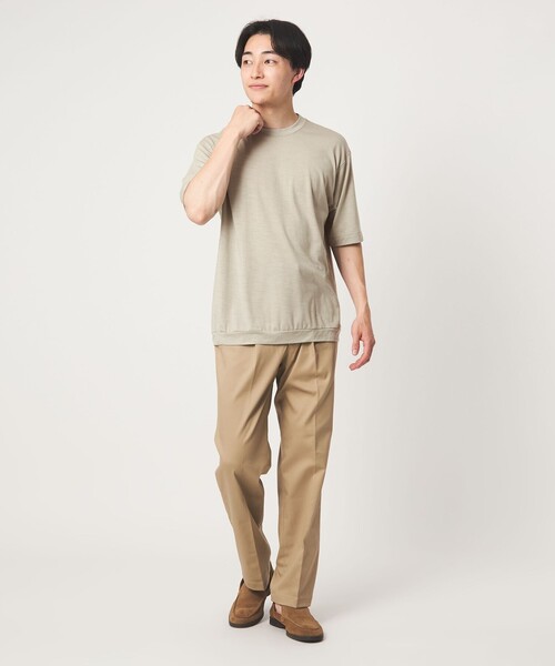 green label relaxing(グリーンレーベルリラクシング)の「ウールナイロン テーラード クルーネック Tシャツ ウールT(Tシャツ/カットソー・メンズ・ダークブラウン/オリーブ/ネイビー/ベージュ・L/S/XL/M)」の7枚目の写真