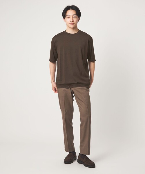 green label relaxing(グリーンレーベルリラクシング)の「ウールナイロン テーラード クルーネック Tシャツ ウールT(Tシャツ/カットソー・メンズ・ダークブラウン/オリーブ/ネイビー/ベージュ・L/S/XL/M)」の9枚目の写真