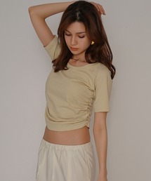 スクープネック サイド ギャザー フィットTEE KINO THE KEI