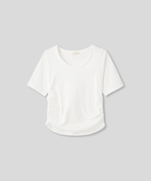 KINO THE KEI(キノザケイ)の「スクープネック サイド ギャザー フィットTEE KINO THE KEI(Tシャツ/カットソー・レディース・ピンク/ホワイト/ブラック/イエロー・フリー)」の20枚目の写真