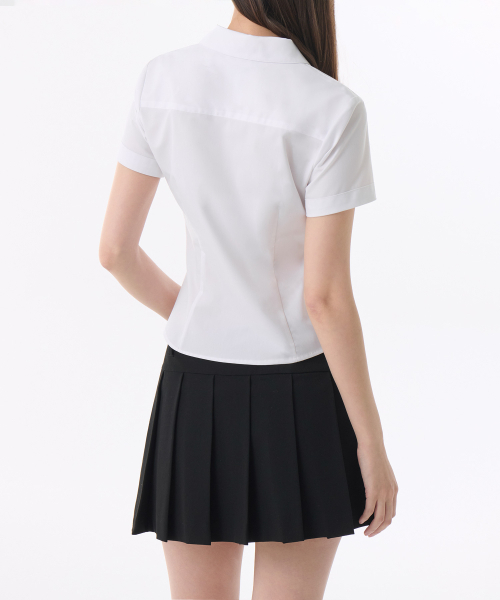 MUSINSA STANDARD WOMAN（ムシンサスタンダードウーマン）の「ウィメンズリンクルフリー スリムフィット 半袖シャツ [ホワイト]（シャツ/ブラウス・レディース・その他・X-SMALL/SMALL/MEDIUM/LARGE/X-LARGE）」の2枚目の写真