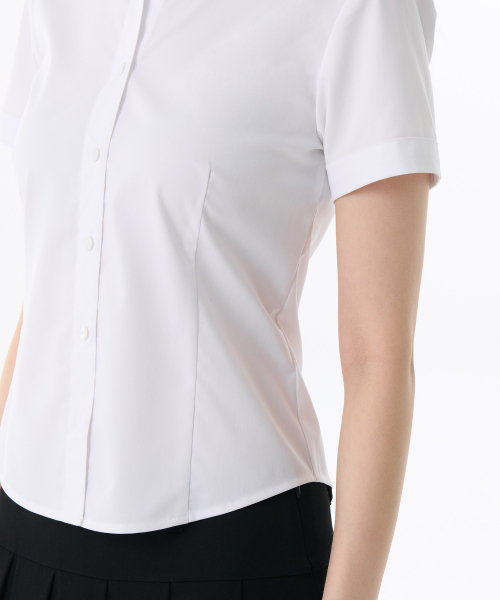 MUSINSA STANDARD WOMAN（ムシンサスタンダードウーマン）の「ウィメンズリンクルフリー スリムフィット 半袖シャツ [ホワイト]（シャツ/ブラウス・レディース・その他・X-SMALL/SMALL/MEDIUM/LARGE/X-LARGE）」の4枚目の写真