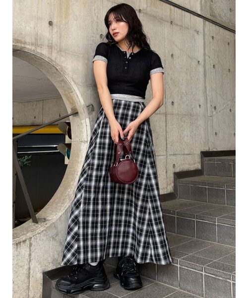 MURUA(ムルーア)の「ヘンリーネックレイヤードトップス(Tシャツ/カットソー・レディース・グレー/ブラック/ブラウン・FREE)」の10枚目の写真