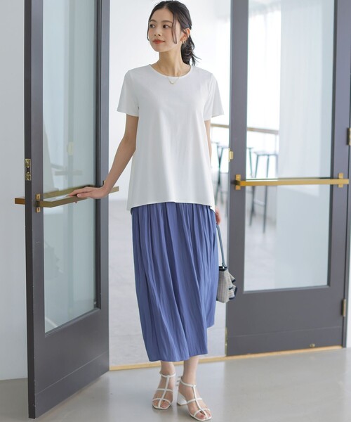 組曲(クミキョク)の「スウェットファンクションジャージー フレアカットソー(Tシャツ/カットソー・レディース・グリーン系/ホワイト系/ネイビー系/ブラウン系・2/3)」の9枚目の写真