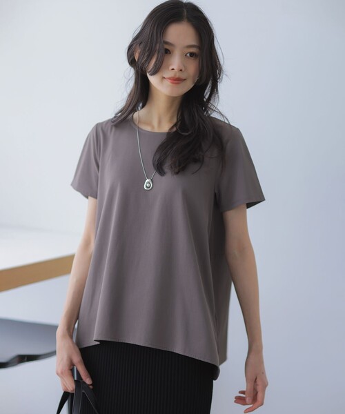組曲(クミキョク)の「スウェットファンクションジャージー フレアカットソー(Tシャツ/カットソー・レディース・グリーン系/ホワイト系/ネイビー系/ブラウン系・2/3)」の11枚目の写真