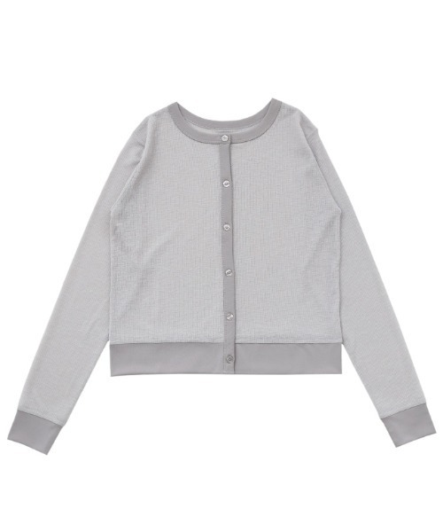select MOCA（セレクトモカ）の「【冷房対策】バイカラークルーネックシアーカーディガン（カーディガン/ボレロ・レディース・グレー/オフホワイト/ブラック・FREE）」の9枚目の写真