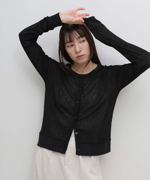 select MOCA(セレクトモカ)の「バイカラークルーネックシアーカーディガン(カーディガン/ボレロ・レディース・グレー/オフホワイト/ブラック・FREE)」の16枚目の写真