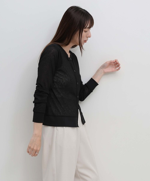 select MOCA(セレクトモカ)の「バイカラークルーネックシアーカーディガン(カーディガン/ボレロ・レディース・グレー/オフホワイト/ブラック・FREE)」の18枚目の写真