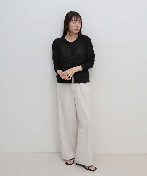 select MOCA(セレクトモカ)の「バイカラークルーネックシアーカーディガン(カーディガン/ボレロ・レディース・グレー/オフホワイト/ブラック・FREE)」の13枚目の写真
