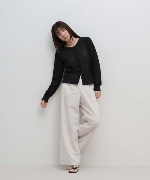 select MOCA(セレクトモカ)の「バイカラークルーネックシアーカーディガン(カーディガン/ボレロ・レディース・グレー/オフホワイト/ブラック・FREE)」の17枚目の写真