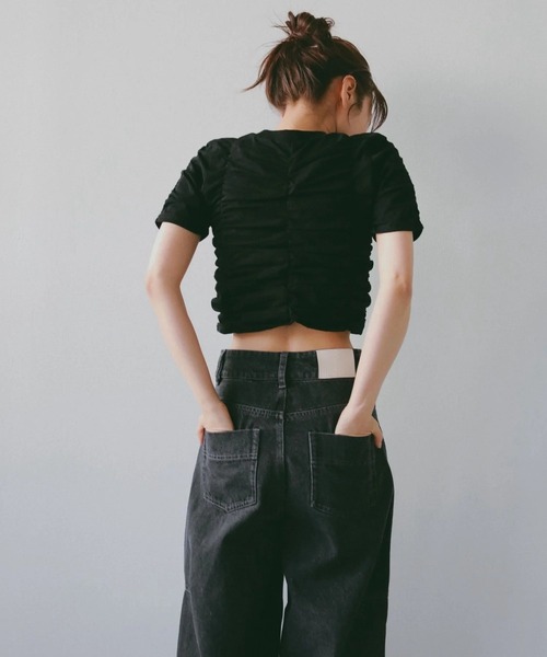 N WITH.(エヌウィズ)の「カーブシルエットデニムパンツ/ドローストリングデザイン × ボリュームシルエット(デニムパンツ・レディース・ブルー/ブラック・M/S/XS)」の18枚目の写真