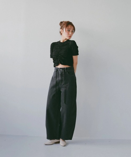 N WITH.(エヌウィズ)の「カーブシルエットデニムパンツ/ドローストリングデザイン × ボリュームシルエット(デニムパンツ・レディース・ブルー/ブラック・M/S/XS)」の14枚目の写真