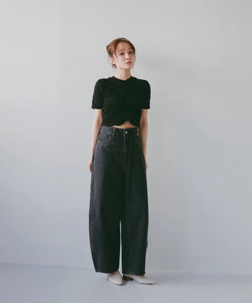 N WITH.(エヌウィズ)の「カーブシルエットデニムパンツ/ドローストリングデザイン × ボリュームシルエット(デニムパンツ・レディース・ブルー/ブラック・M/S/XS)」の16枚目の写真