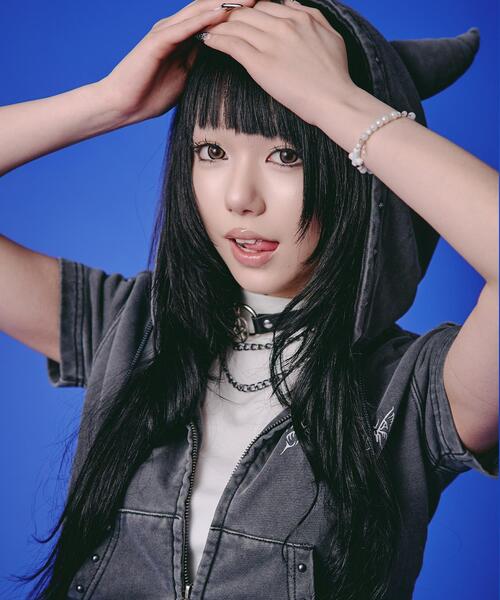 GALFY(ガルフィー)の「GALFY/ガルフィー/【LHP EXCLUSIVE】地雷ギャル フード半袖パーカー(パーカー・レディース・ブラック/ホワイト/ピンク・S/L)」の13枚目の写真