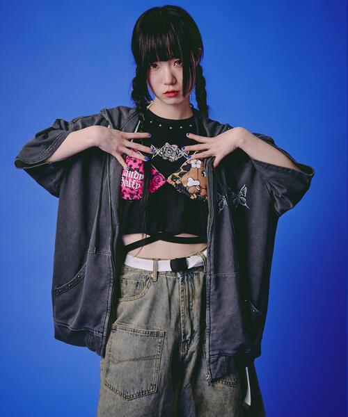 GALFY(ガルフィー)の「GALFY/ガルフィー/【LHP EXCLUSIVE】地雷ギャル フード半袖パーカー(パーカー・レディース・ブラック/ホワイト/ピンク・S/L)」の16枚目の写真
