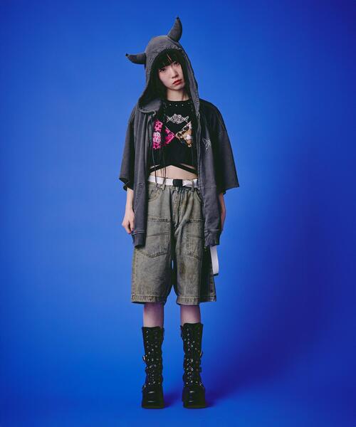 GALFY(ガルフィー)の「GALFY/ガルフィー/【LHP EXCLUSIVE】地雷ギャル フード半袖パーカー(パーカー・レディース・ブラック/ホワイト/ピンク・S/L)」の22枚目の写真