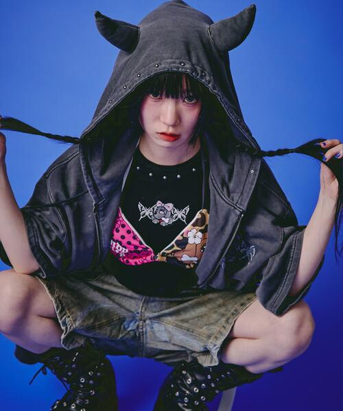 GALFY/ガルフィー/【LHP EXCLUSIVE】地雷ギャル フード半袖パーカー