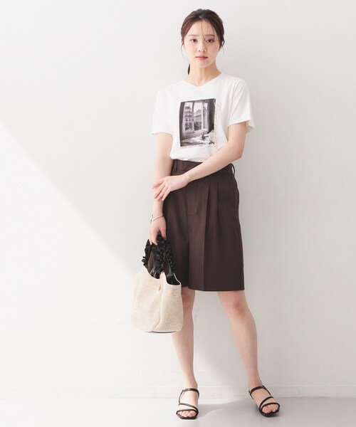 index(インデックス)の「【接触冷感/UVケア】転写箔プリントTシャツ《洗濯機OK》(Tシャツ/カットソー・レディース・オフホワイト/ナチュラル/ブラック/サックスブルー・36/42/44/40/38)」の6枚目の写真