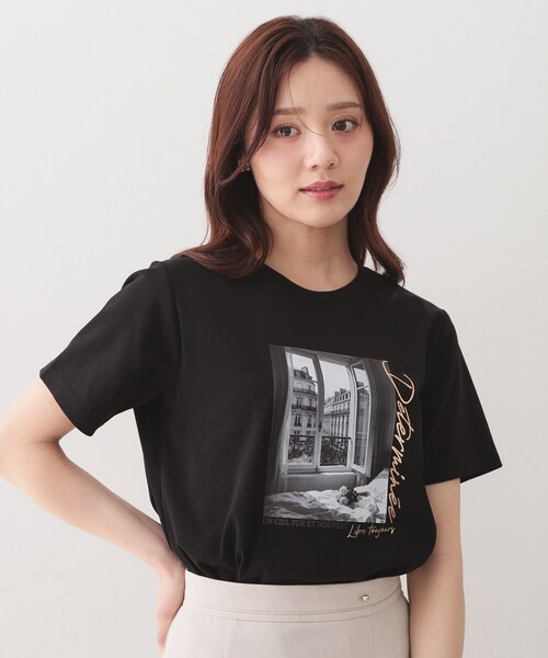 index(インデックス)の「【接触冷感/UVケア】転写箔プリントTシャツ《洗濯機OK》(Tシャツ/カットソー・レディース・オフホワイト/ナチュラル/ブラック/サックスブルー・36/42/44/40/38)」の9枚目の写真