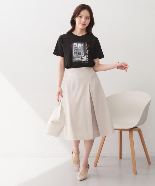 index(インデックス)の「【接触冷感/UVケア】転写箔プリントTシャツ《洗濯機OK》(Tシャツ/カットソー・レディース・オフホワイト/ナチュラル/ブラック/サックスブルー・36/42/44/40/38)」の10枚目の写真