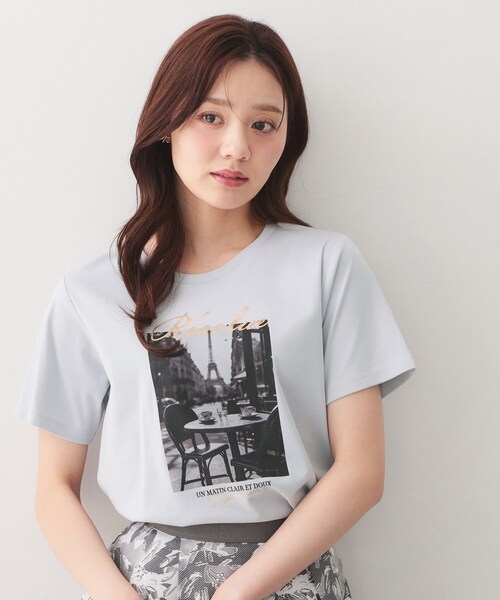 index(インデックス)の「【接触冷感/UVケア】転写箔プリントTシャツ《洗濯機OK》(Tシャツ/カットソー・レディース・オフホワイト/ナチュラル/ブラック/サックスブルー・36/42/44/40/38)」の17枚目の写真