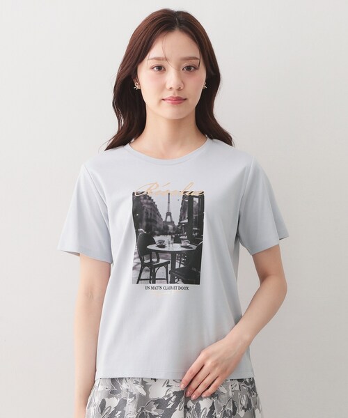 index(インデックス)の「【接触冷感/UVケア】転写箔プリントTシャツ《洗濯機OK》(Tシャツ/カットソー・レディース・オフホワイト/ナチュラル/ブラック/サックスブルー・36/42/44/40/38)」の21枚目の写真