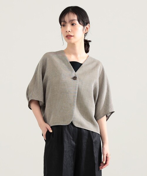 Demi-Luxe BEAMS(デミルクス ビームス)の「ツイード メッシュ タック ジャケット(その他アウター・レディース・ベージュ/グレー・36/38)」の2枚目の写真