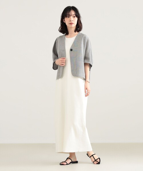 Demi-Luxe BEAMS(デミルクス ビームス)の「ツイード メッシュ タック ジャケット(その他アウター・レディース・ベージュ/グレー・36/38)」の4枚目の写真
