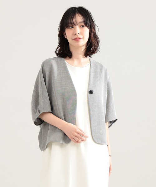 Demi-Luxe BEAMS(デミルクス ビームス)の「ツイード メッシュ タック ジャケット(その他アウター・レディース・ベージュ/グレー・36/38)」の6枚目の写真