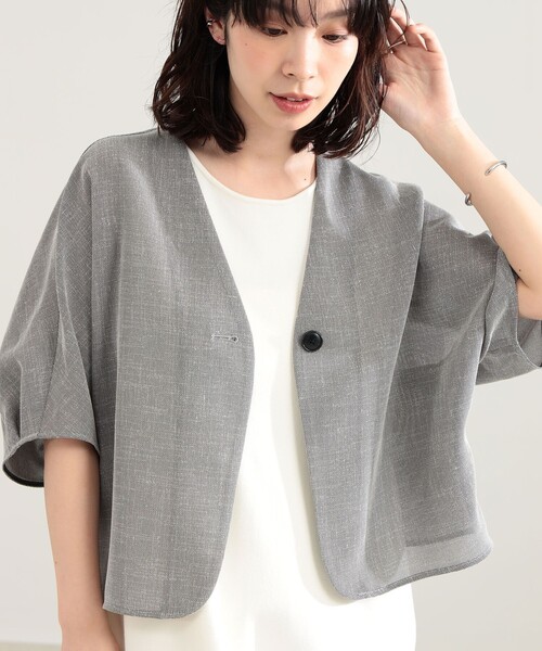 Demi-Luxe BEAMS(デミルクス ビームス)の「ツイード メッシュ タック ジャケット(その他アウター・レディース・ベージュ/グレー・36/38)」の7枚目の写真