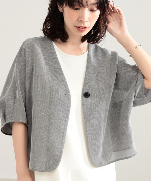 Demi-Luxe BEAMS(デミルクス ビームス)の「ツイード メッシュ タック ジャケット(その他アウター・レディース・ベージュ/グレー・36/38)」の1枚目の写真