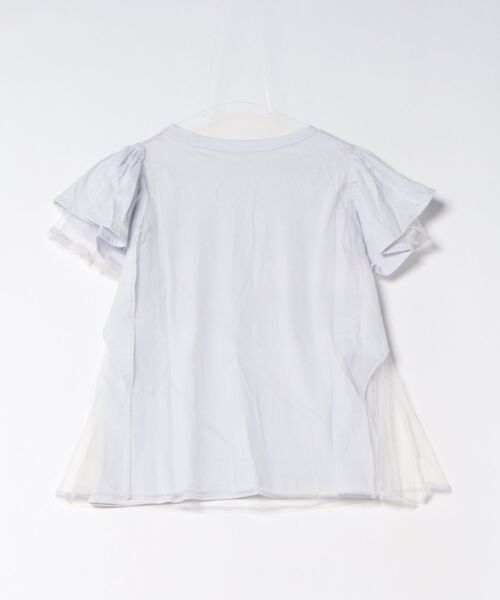 styiro(スタイロ)の「チュールレイヤード フレアスリーブ カットソー Tシャツ 異素材ドッキング(Tシャツ/カットソー・レディース・ライトグレー/ブラック/ホワイト・FREE)」の4枚目の写真