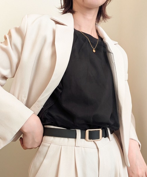 styiro(スタイロ)の「チュールレイヤード フレアスリーブ カットソー Tシャツ 異素材ドッキング(Tシャツ/カットソー・レディース・ライトグレー/ブラック/ホワイト・FREE)」の12枚目の写真