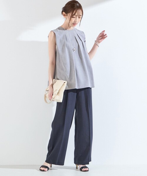 SHIPS Colors(シップス カラーズ)の「SHIPS Colors:〈手洗い可能〉リネンライク シャンブレー ノースリーブ ブラウス◇(シャツ/ブラウス・レディース・ブラウン/ネイビー/グレー・ONE SIZE)」の19枚目の写真