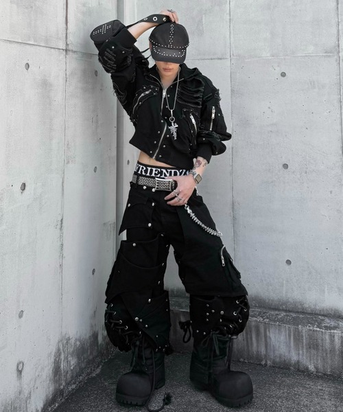 UNIZ(ユニズ)の「【UNIZ】Rogue Distressed Zip Jacket / 【ユニズ】ダメージデニムジップパーカー(パーカー・メンズ・ブラック・01/00)」の13枚目の写真
