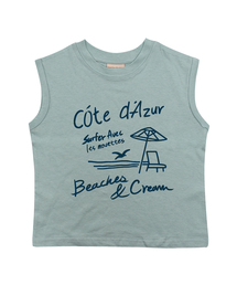 アジュールビーチ 袖なしTシャツ - グレイッシュミント