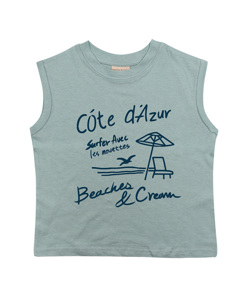 BEACHESAND CREAM KIDS(ビーチスアンドクリームキッズ)の「アジュールビーチ 袖なしTシャツ - グレイッシュミント(Tシャツ/カットソー・レディース・ミント・SMALL/MEDIUM/LARGE)」の1枚目の写真