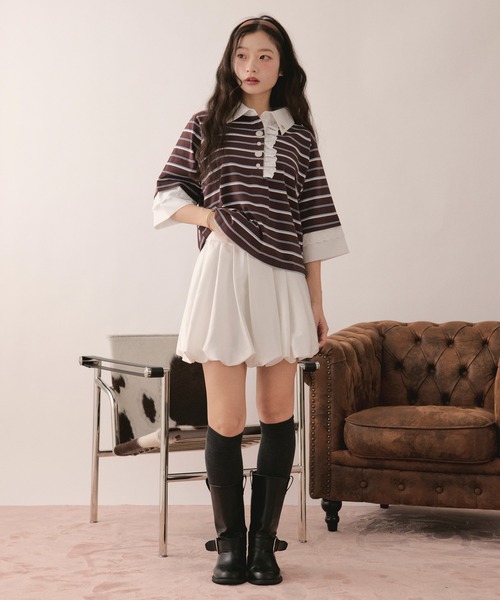 lace frill polo tops / レースフリルポロトップス（Tシャツ