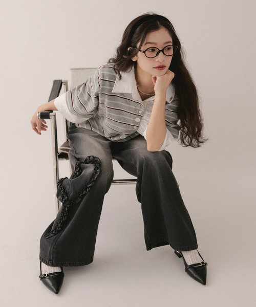 loin nuit(ロワンニュイ)の「lace frill polo tops / レースフリルポロトップス(Tシャツ/カットソー・レディース・グレー/ブラウン/ネイビー/アイボリー・FREE)」の19枚目の写真