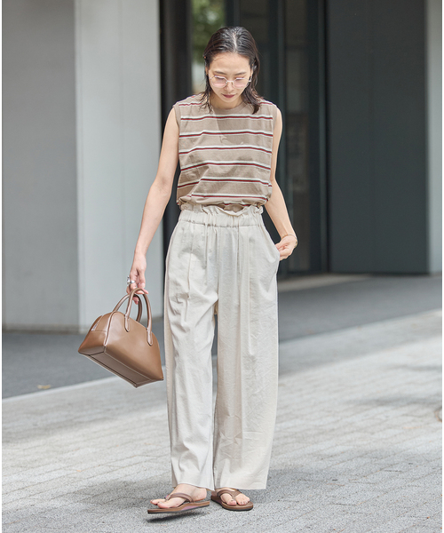 JOURNAL STANDARD(ジャーナルスタンダード)の「《追加2》汗ジミ防止天竺ボーダーノースリーブ(Tシャツ/カットソー・レディース・チョコ/ブラック/ベージュ/レッド・FREE)」の7枚目の写真