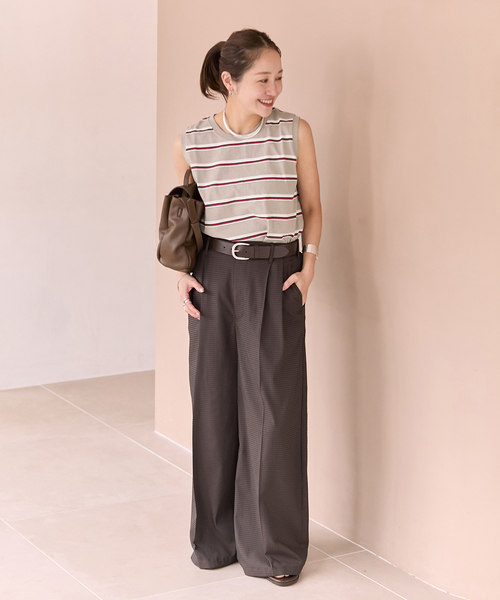 JOURNAL STANDARD(ジャーナルスタンダード)の「《追加2》汗ジミ防止天竺ボーダーノースリーブ(Tシャツ/カットソー・レディース・チョコ/ブラック/ベージュ/レッド・FREE)」の8枚目の写真