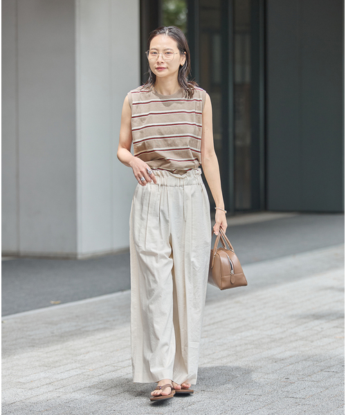 JOURNAL STANDARD(ジャーナルスタンダード)の「《追加2》汗ジミ防止天竺ボーダーノースリーブ(Tシャツ/カットソー・レディース・チョコ/ブラック/ベージュ/レッド・FREE)」の22枚目の写真