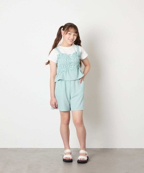 a.v.v（アーヴェヴェ）の「[120-160]【セットアップ可能】タックショートパンツ（その他パンツ・キッズ・ミント/ネイビー・120/130/150/140/160）」の5枚目の写真