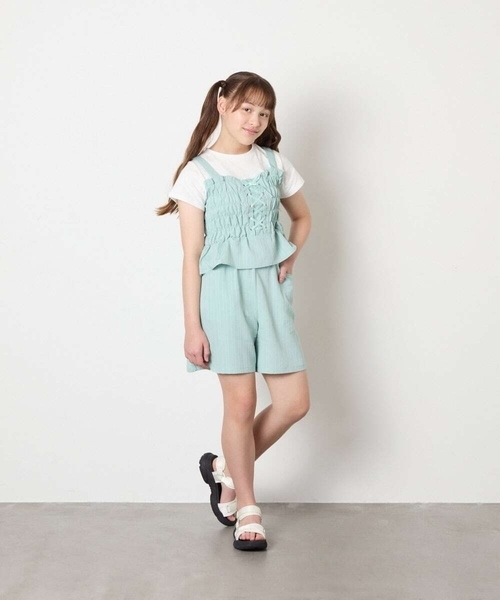 a.v.v（アーヴェヴェ）の「[120-160]【セットアップ可能】タックショートパンツ（その他パンツ・キッズ・ミント/ネイビー・120/130/150/140/160）」の6枚目の写真
