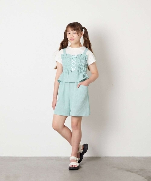 a.v.v（アーヴェヴェ）の「[120-160]【セットアップ可能】タックショートパンツ（その他パンツ・キッズ・ミント/ネイビー・120/130/150/140/160）」の8枚目の写真