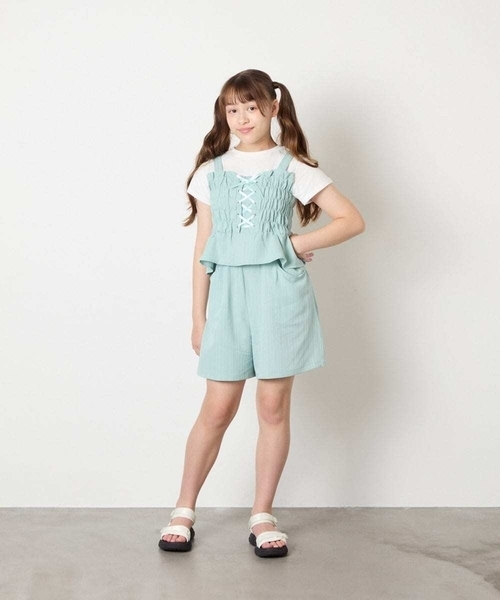a.v.v（アーヴェヴェ）の「[120-160]【セットアップ可能】タックショートパンツ（その他パンツ・キッズ・ミント/ネイビー・120/130/150/140/160）」の9枚目の写真