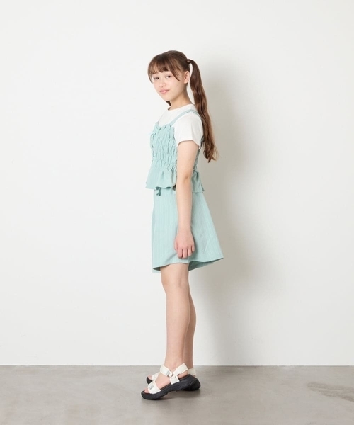 a.v.v（アーヴェヴェ）の「[120-160]【セットアップ可能】タックショートパンツ（その他パンツ・キッズ・ミント/ネイビー・120/130/150/140/160）」の10枚目の写真